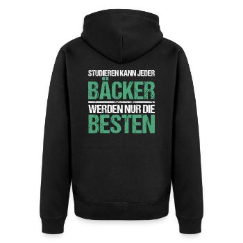 Anyone can study - Bäcker Edition - Unisex Premium Organic Zip Hoodie - black - Back - Nico (187cm)