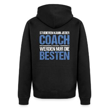 Anyone can study - Coach Edition - Unisex Premium Organic Zip Hoodie - black - Back - Nico (187cm)