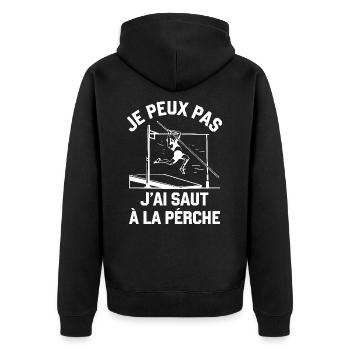 I Can't I Stabhochsprung Lustiger Stabhochsprung - Unisex Premium Bio Zip Hoodie - Schwarz - Hinten - Nico (187cm)