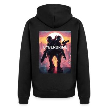cyber 05 - Unisex Premium Bio Zip Hoodie - Schwarz - Hinten - Nico (187cm)