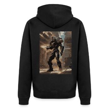 g817 - Unisex Premium Bio Zip Hoodie - Schwarz - Hinten - Nico (187cm)