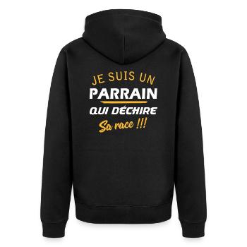 Je suis un parrain qui déchire sa race t-shirt - Veste à capuche bio Premium Unisexe - noir - Dos - Nico (187cm)