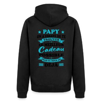 Papy Grand père Fête Des Pères Cadeau Anniversaire - Veste à capuche bio Premium Unisexe - noir - Dos - Nico (187cm)