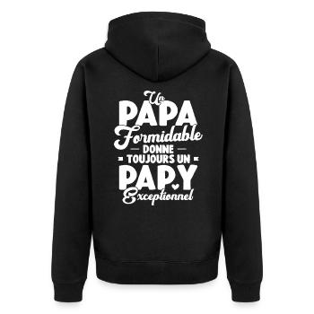 Un Papa Formidable Donne Un Papy Exceptionnel - Veste à capuche bio Premium Unisexe - noir - Dos - Nico (187cm)