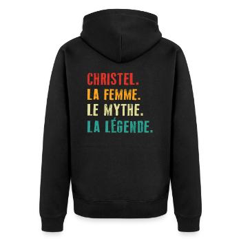 Christel la femme le mythe la légende Cadeau - Veste à capuche bio Premium Unisexe - noir - Dos - Nico (187cm)