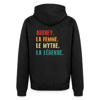 Audrey la femme le mythe la légende Cadeau - Veste à capuche bio Premium Unisexe - noir - Dos - Nico (187cm)
