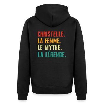 Christelle la femme le mythe la légende Cadeau - Veste à capuche bio Premium Unisexe - noir - Dos - Nico (187cm)