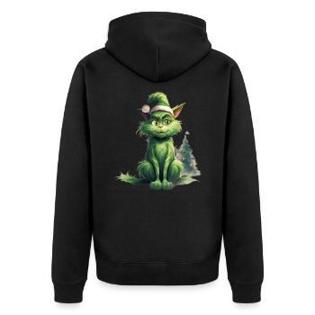 Katze Weihnachten Weihnachtselfe Geschenke Mütze - Unisex Premium Bio Zip Hoodie - Schwarz - Hinten - Nico (187cm)
