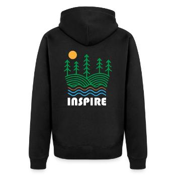 Trees Land Water Inspire Nature - Unisex Premium Organic Zip Hoodie - black - Back - Nico (187cm)