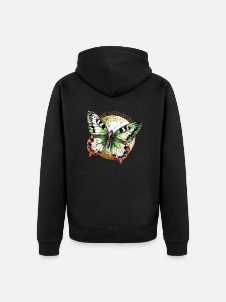 Sauvons les pollinisateurs - Papillon vert - Veste à capuche bio Premium Unisexe - noir