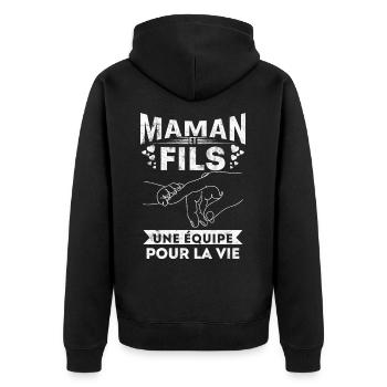Maman et Fils une equipe Cadeau Fête Des Mères - Veste à capuche bio Premium Unisexe - noir - Dos - Nico (187cm)