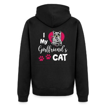 I Love My Girlfriends Cat - Unisex Premium Bio Zip Hoodie - Schwarz - Hinten - Nico (187cm)
