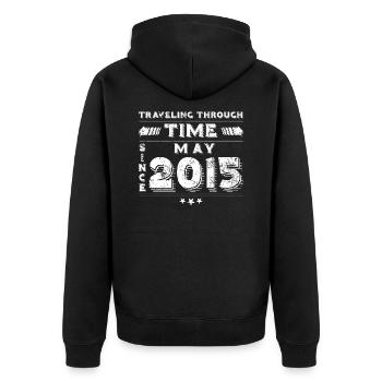 Conception d'anniversaire de voyage dans le temps vintage mai 2015 - Veste à capuche bio Premium Unisexe - noir - Dos - Nico (187cm)