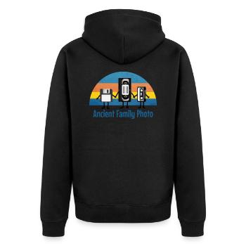 Retro Diskette Videokassette Audiokassette Foto - Unisex Premium Bio Zip Hoodie - Schwarz - Hinten - Nico (187cm)