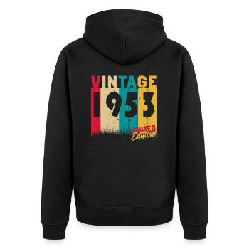 70 birthday 70 years born 1953 - Unisex Premium Organic Zip Hoodie - black - Back - Nico (187cm)