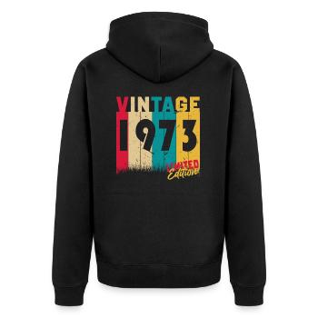 50 anniversaire 50 ans nés en 1973 - Veste à capuche bio Premium Unisexe - noir - Dos - Nico (187cm)