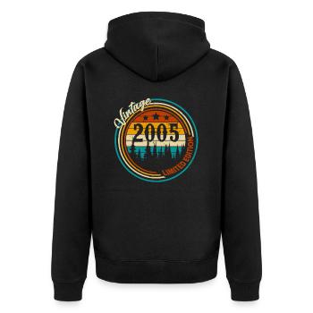 Né en 2005 Vintage Retro Anniversaire - Veste à capuche bio Premium Unisexe - noir - Dos - Nico (187cm)