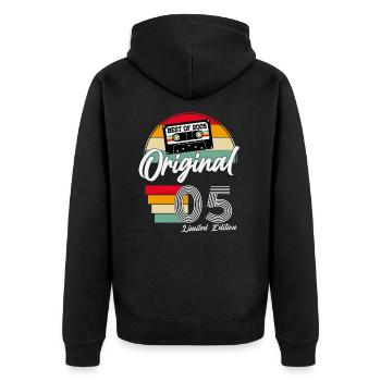 2005 vintage vintage cadeau d’anniversaire rétro - Veste à capuche bio Premium Unisexe - noir - Dos - Nico (187cm)