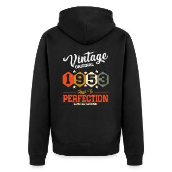 Vintage 1953 vintage anniversaire rétro cadeau - Veste à capuche bio Premium Unisexe - noir - Dos - Nico (187cm)