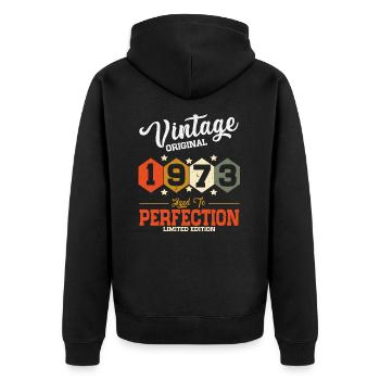 Vintage 1973 vintage anniversaire cadeau rétro - Veste à capuche bio Premium Unisexe - noir - Dos - Nico (187cm)