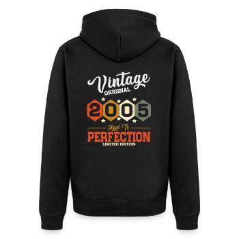 Vintage 2005 vintage anniversaire cadeau rétro - Veste à capuche bio Premium Unisexe - noir - Dos - Nico (187cm)