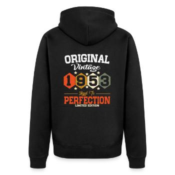 Original 1953 Vintage vintage retro anniversaire - Veste à capuche bio Premium Unisexe - noir - Dos - Nico (187cm)