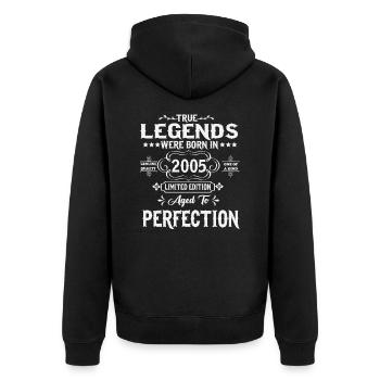Les légendes sont nées en 2005 - Veste à capuche bio Premium Unisexe - noir - Dos - Nico (187cm)