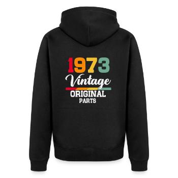 Né en 1973 Vintage Anniversaire Rétro - Veste à capuche bio Premium Unisexe - noir - Dos - Nico (187cm)