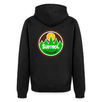 Südtirol Meine Leidenschaft Dolomiten Berge - Unisex Premium Bio Zip Hoodie - Schwarz - Hinten - Nico (187cm)