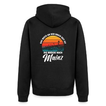 Mainz Vintage Sunset - Unisex Premium Bio Zip Hoodie - Schwarz - Hinten - Nico (187cm)