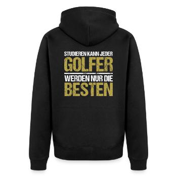 Anyone can study - Golfer Edition - Unisex Premium Organic Zip Hoodie - black - Back - Nico (187cm)