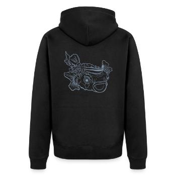 Symbiose entre poissons-globes, poissons-hérissons et labres nettoyeurs - Veste à capuche bio Premium Unisexe - noir - Dos - Nico (187cm)