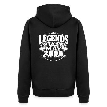 legends are born in mai 2005 - 18 years old - Unisex Premium Organic Zip Hoodie - black - Back - Nico (187cm)