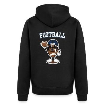 American Football Retro Logo Mascot - Unisex Premium Organic Zip Hoodie - black - Back - Nico (187cm)