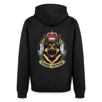 German Shepherd with Crown and Lock - Unisex Premium Organic Zip Hoodie - black - Back - Nico (187cm)