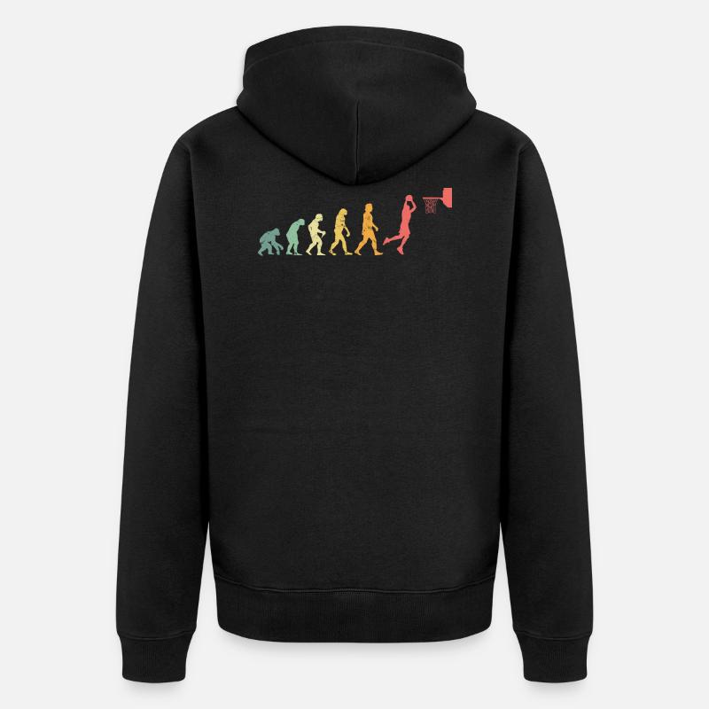 Basketball Evolution Dunk Dunking Geschenkidee - Unisex Premium Bio Zip Hoodie - Schwarz