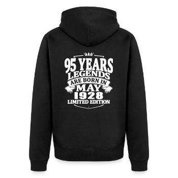 95 years old - legends are born in mai 1928 - Unisex Premium Organic Zip Hoodie - black - Back - Nico (187cm)