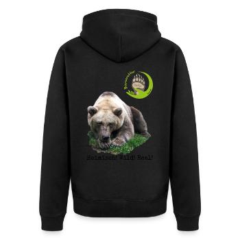 Daria Retter HWR transparent - Unisex Premium Bio Zip Hoodie - Schwarz - Hinten - Nico (187cm)