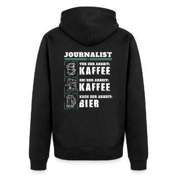 My daily routine as a journalist - Unisex Premium Organic Zip Hoodie - black - Back - Nico (187cm)