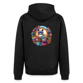 Cat 70s - Unisex Premium Organic Zip Hoodie - black - Back - Nico (187cm)