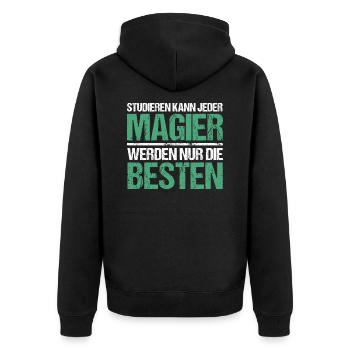 Anyone can study - Zocker Edition - Unisex Premium Organic Zip Hoodie - black - Back - Nico (187cm)