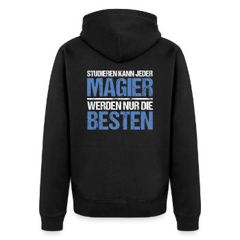 Anyone can study - Zocker Edition - Unisex Premium Organic Zip Hoodie - black - Back - Nico (187cm)