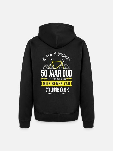 50-jarige fiets verjaardagscadeau 50-jarige fietse - Uniseks Premium bio ziphoodie - zwart