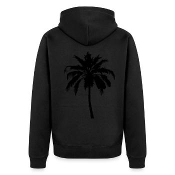 Palme Silhouette Symbol - Unisex Premium Bio Zip Hoodie - Schwarz - Hinten - Nico (187cm)