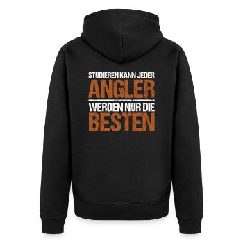 Anyone can study - Angler Edition - Unisex Premium Organic Zip Hoodie - black - Back - Nico (187cm)