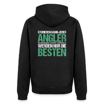 Anyone can study - Angler Edition - Unisex Premium Organic Zip Hoodie - black - Back - Nico (187cm)