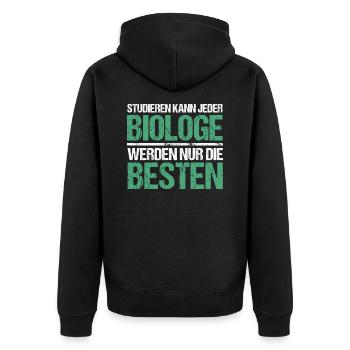 Anyone can study - Biologist Edition - Unisex Premium Organic Zip Hoodie - black - Back - Nico (187cm)