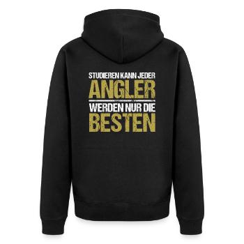 Anyone can study - Angler Edition - Unisex Premium Organic Zip Hoodie - black - Back - Nico (187cm)
