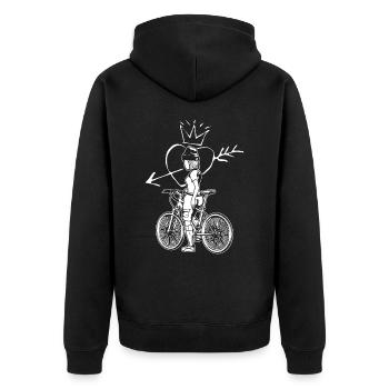 For intrepid MTB off-road enthusiasts - Unisex Premium Organic Zip Hoodie - black - Back - Nico (187cm)
