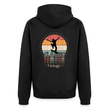 Vintage classic SKATE - Unisex Premium Organic Zip Hoodie - black - Back - Nico (187cm)